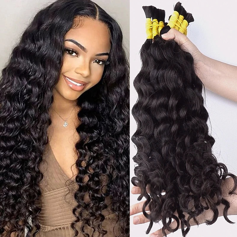 Pure Natural 100% Human Hair Bulk Braiding Hair Cabelo Humano No Weft Hair Unprocessed Human Hair Boho Braids Curly Body Wave