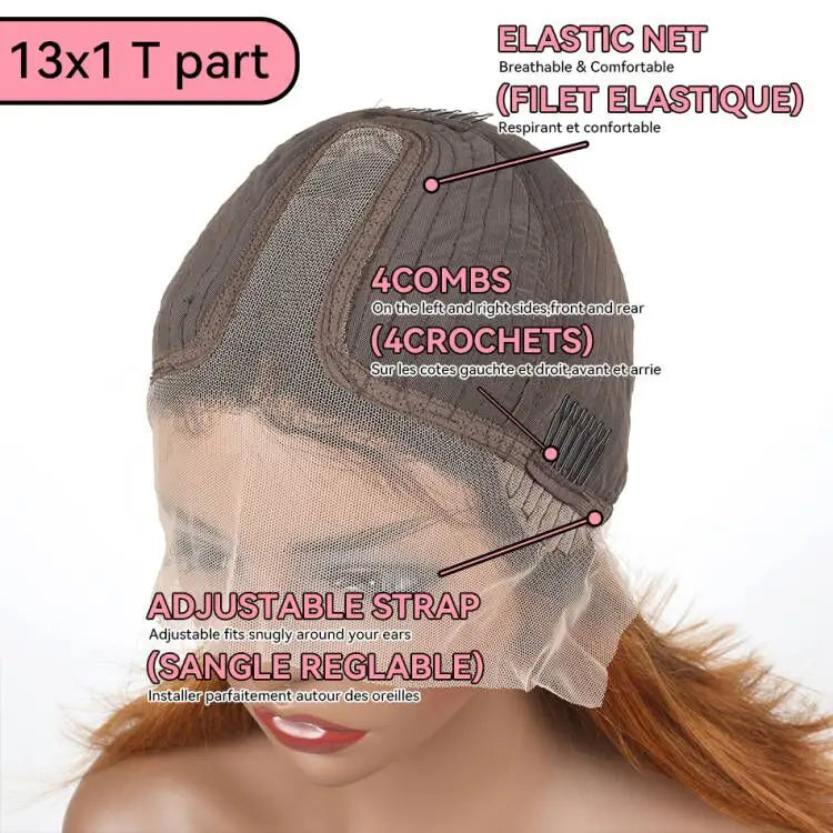 Brazilian Bone Straight Human Hair Wigs For Women 1B/99J Highlight Wig Human Hair bob Wig Straight13x4 Lace Frontal Short BobWig