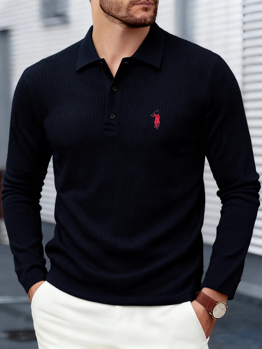 Men's polo shirt long sleeved high-end brand exquisite embroidery 2025 Spring and Autumn casual breathable fashion T-shirt top