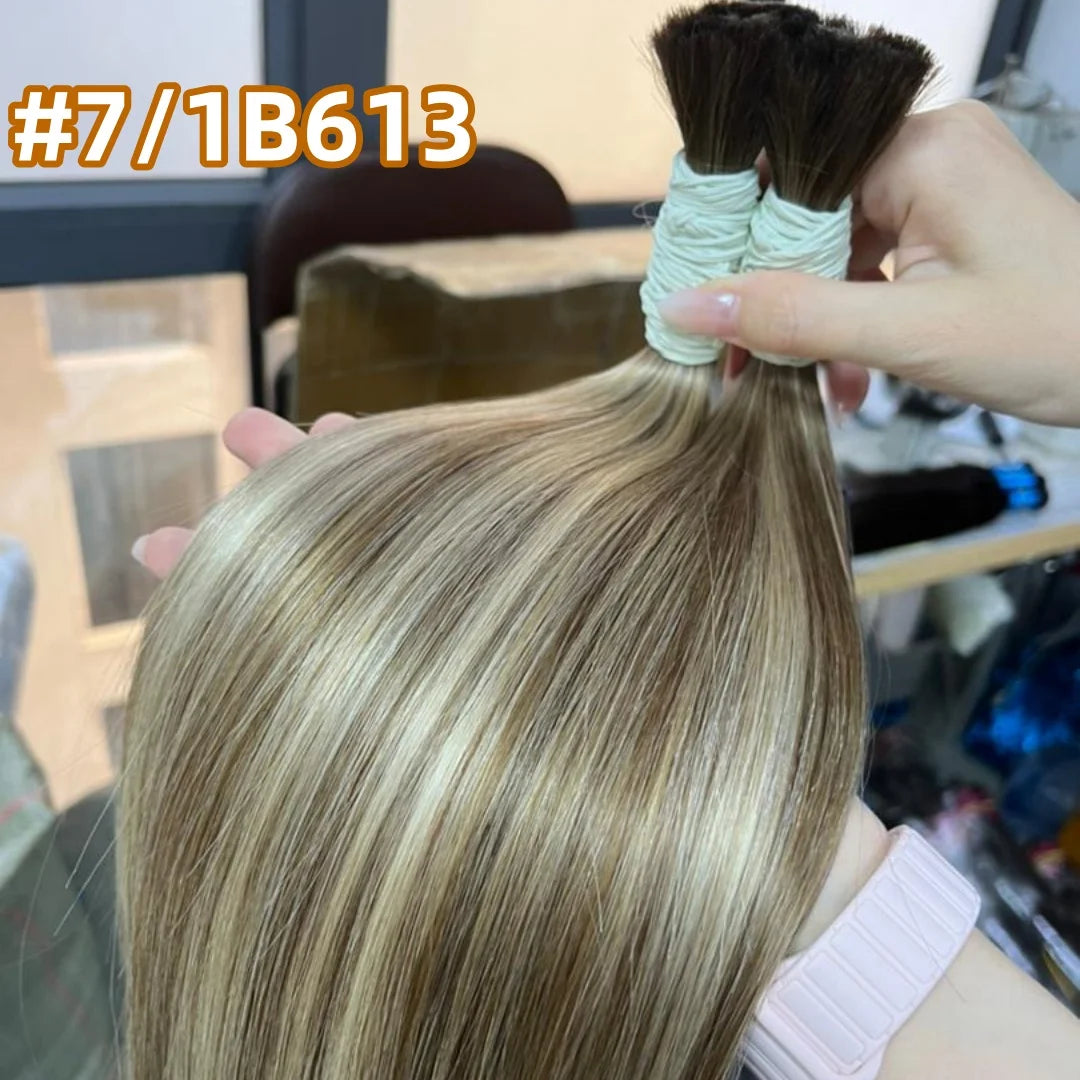 14A Bulk Human Hair Extensions bone Straight 100% Real Remy Highlights human hair braiding hair salon exclusive hair extensions
