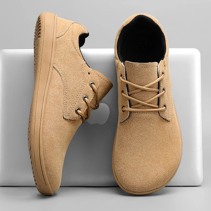 Wide Toe Barefoot Shoes for Men Outdoor Treking Sports Minimalist Walking Shoes Suede Waterproof Outdoor Men Travel Sneakers