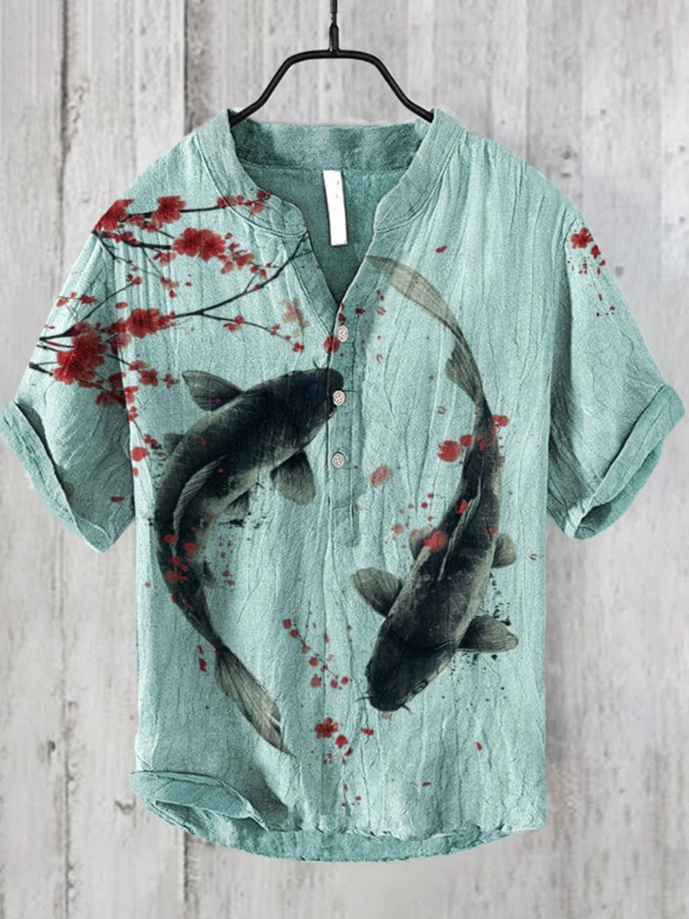 Men's Linen Shirt 2025 Fashionable 3-Button Polo Summer Casual Breathable Printed Pullover Top