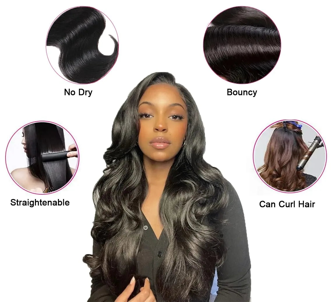 Brazilian Body Wave Human Hair Bundles Natural Hair Weave Deal 10-30Inch 100% Human Hair  Remy Hair Extensions