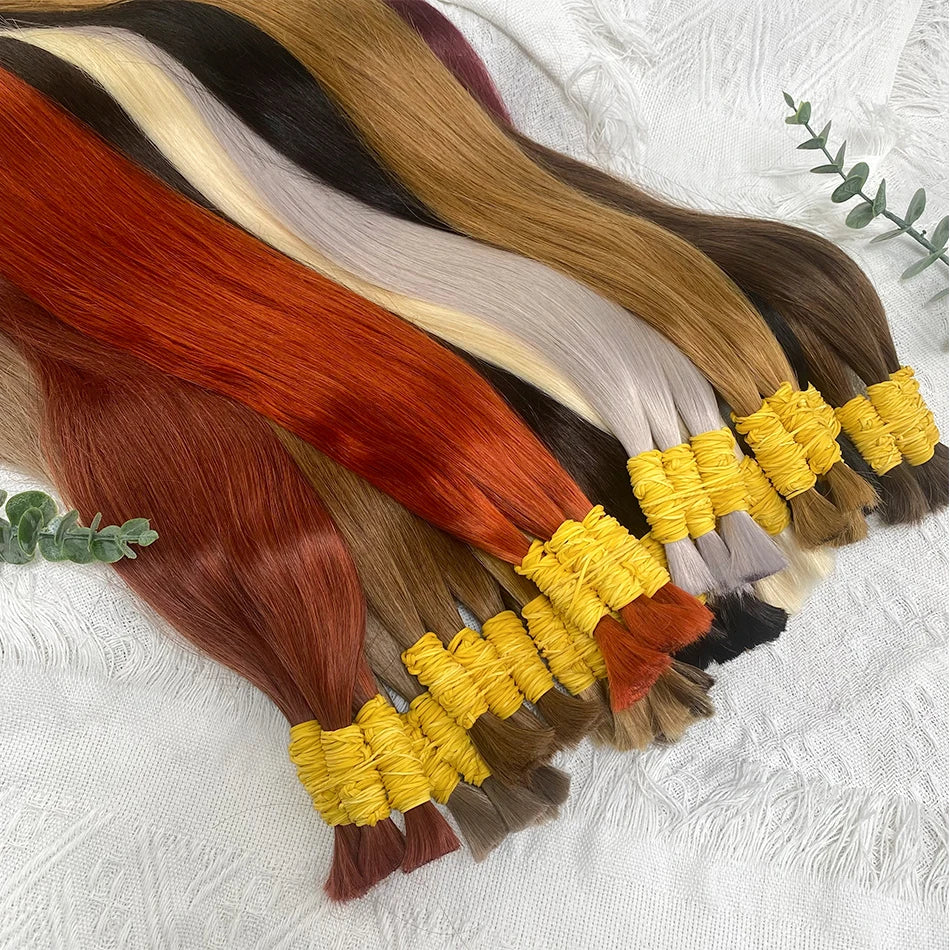 Straight Human Hair Bundles No Weft Natural Black Bulks Blonde Brazilian Remy Hair 100% Real Natural Hair Extension For Women