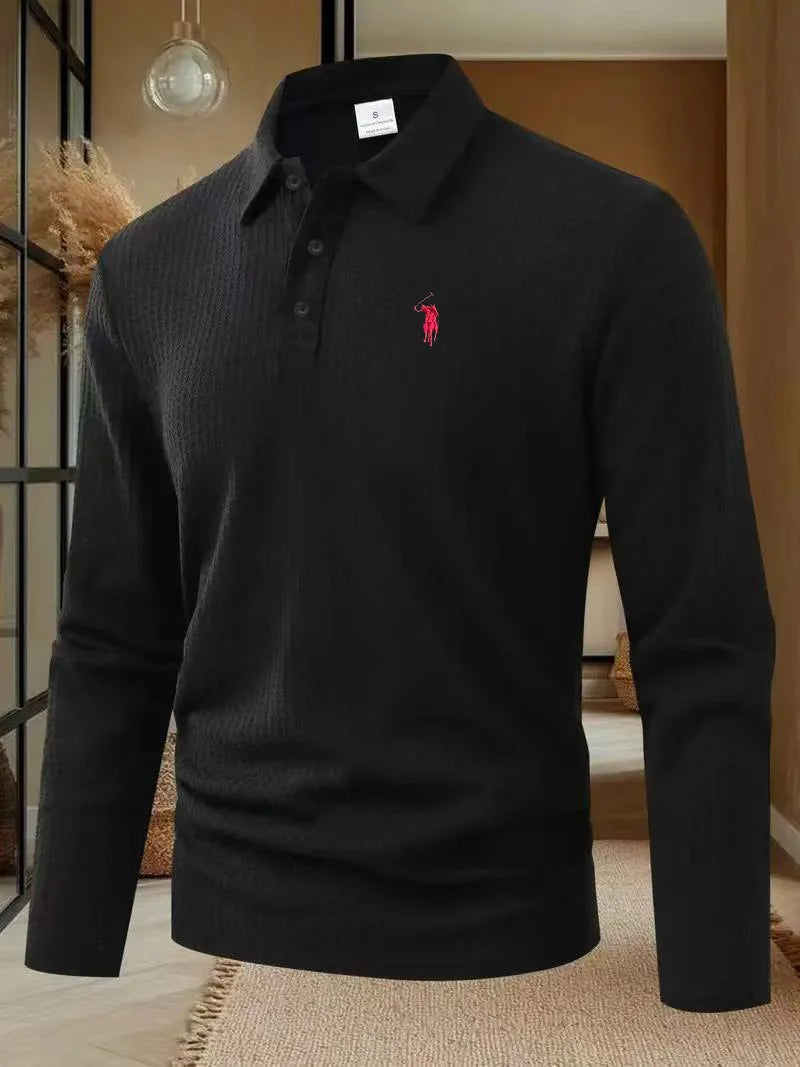 Men's polo shirt long sleeved high-end brand exquisite embroidery 2025 Spring and Autumn casual breathable fashion T-shirt top