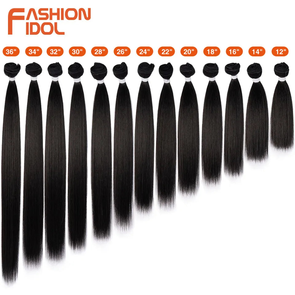 Bone Straight Hair Extensions Ombre Blonde Hair Bundles Super Long Hair Synthetic 24 Inch Straight Hair Full to End FASHION IDOL