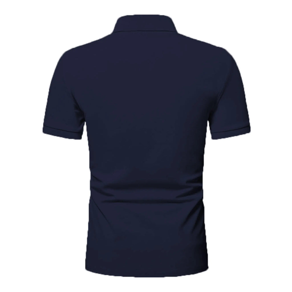 Men's polo shirt solid color short-sleeved zipper lapel T-shirt casual top