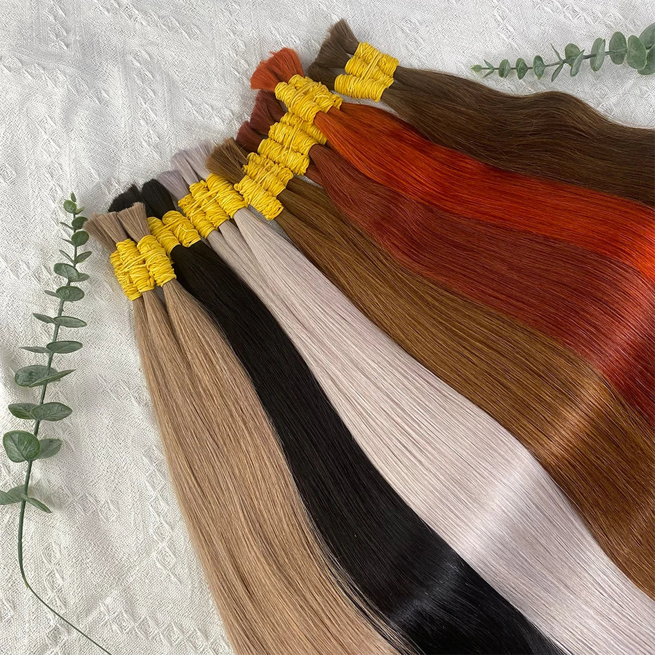 Straight Human Hair Bundles No Weft Natural Black Bulks Blonde Brazilian Remy Hair 100% Real Natural Hair Extension For Women