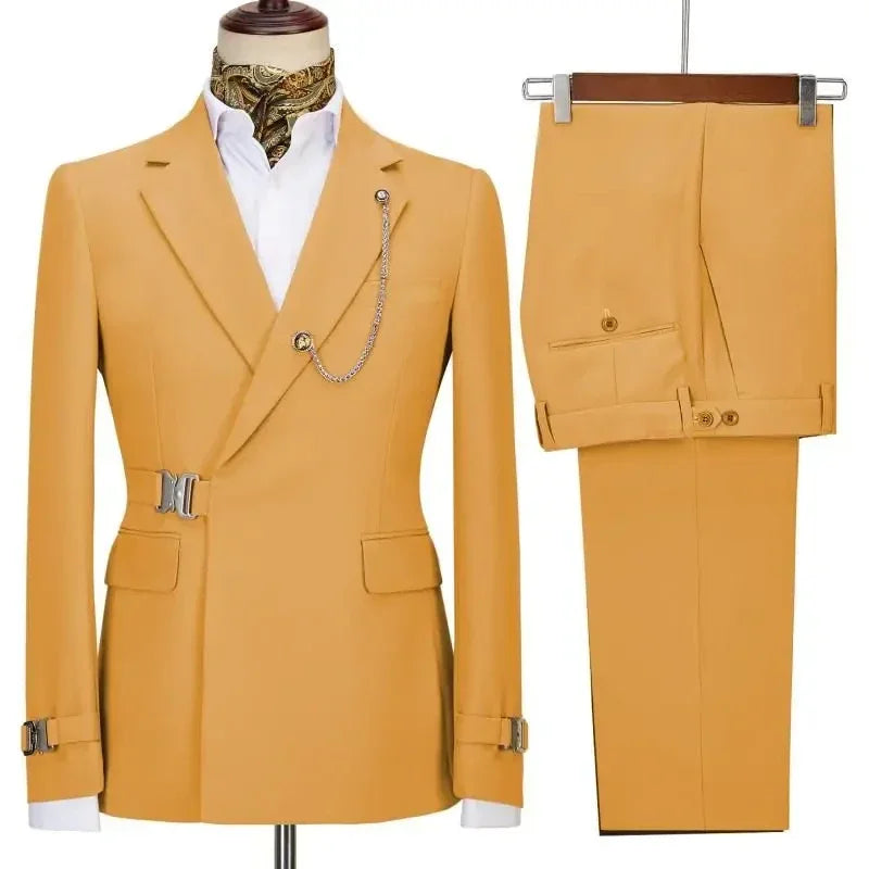 Men's Suits Blazer Pants for Men 2025 Jacket Italian Design Notched Lapel Party Wedding Slim Fit Costume Homme 2 Piece Clothing