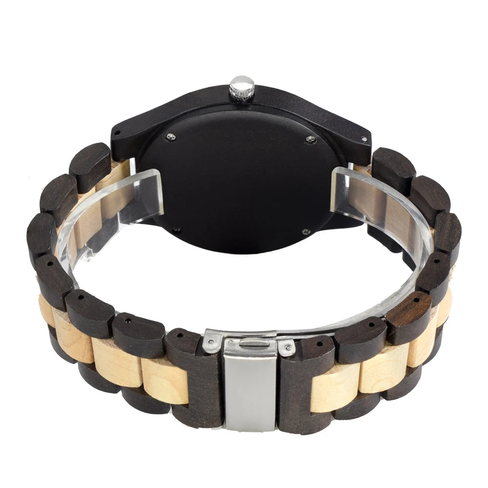 Men's Handmade Wooden Watches Mens Lightweight Analog Quartz Wood Mens Wrist Watch