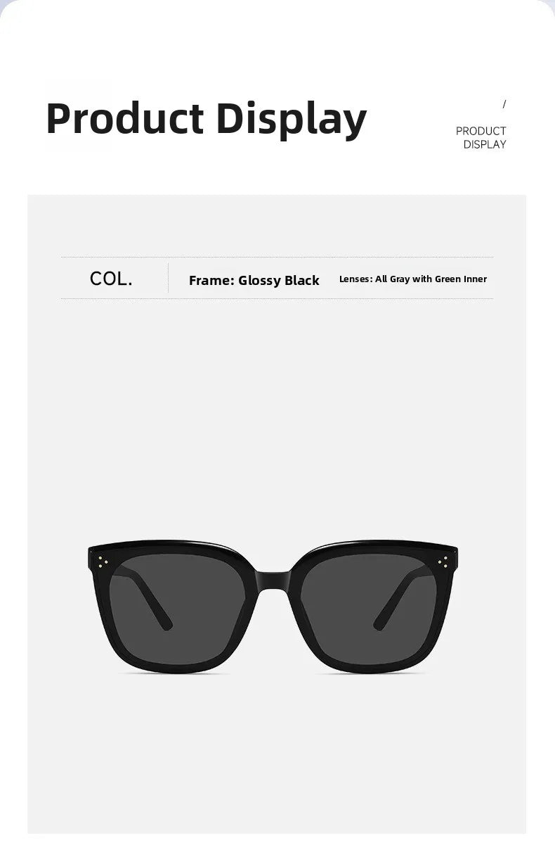2025 New GM Sunglasses Women's Premium Large Face Slimming Sun Glasses Men's UV Protection LOLOE Fashionable round Face Suitable