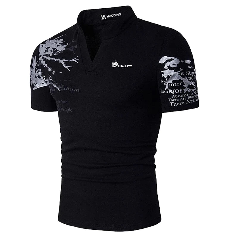 Men's Polo Shirt Golf Shirt Graphic Prints V Neck Outdoor Street Short Sleeves Print Clothing Sports Fashion Streetwear Designer