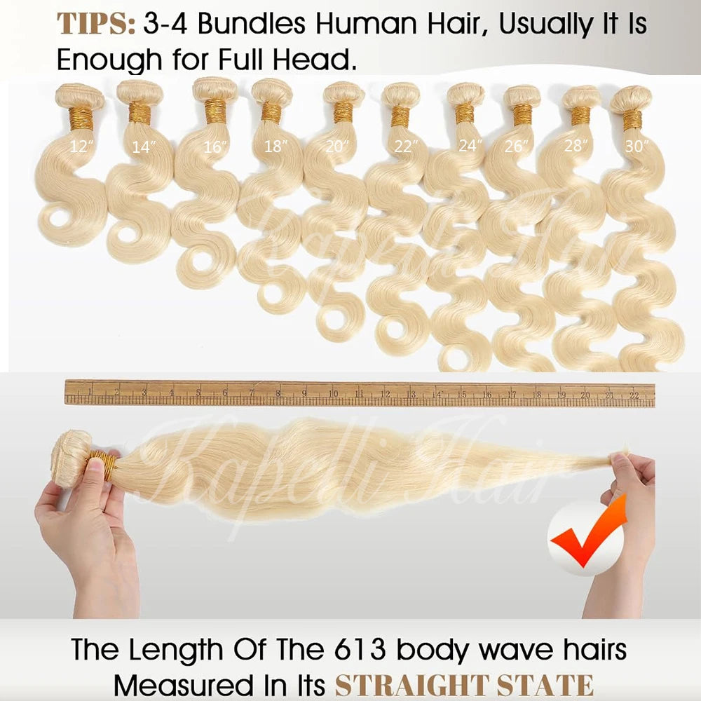 1 3 4 Bundle Loose Body Wave Bundles 613 Blonde Hair 100% Unprocessed Human Hair 16A Raw Hair Bundles Extensions Brazilian
