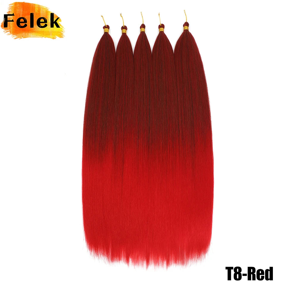 Synthetic Bone Straight Crochet Hair Extensions 30 Inch Hook Braids Ariel Straight Hair Weaving 1-3Pcs Purple Fake Hair Bundles