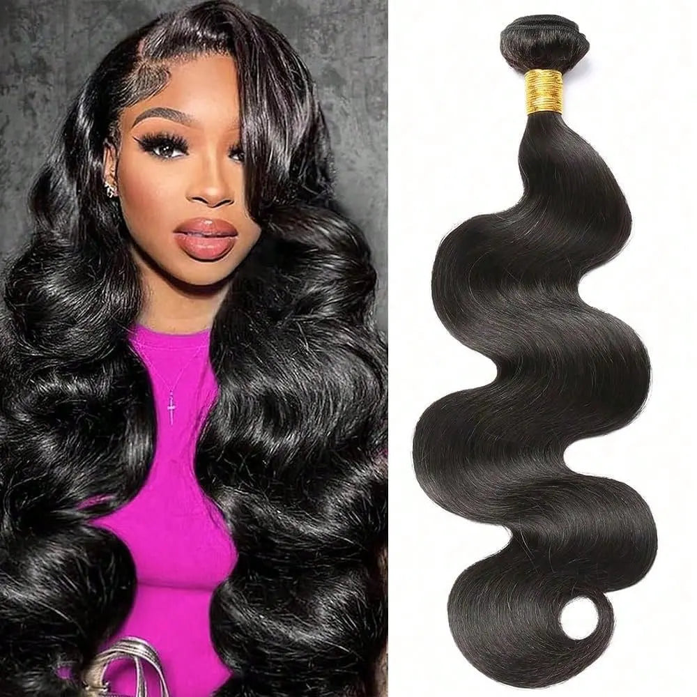 4 Bundles 15A Body Wave Human Hair, 22 24 26 28 Inch 100% Unprocessed Brazilian Virgin Double Weft Extensions in Black Color