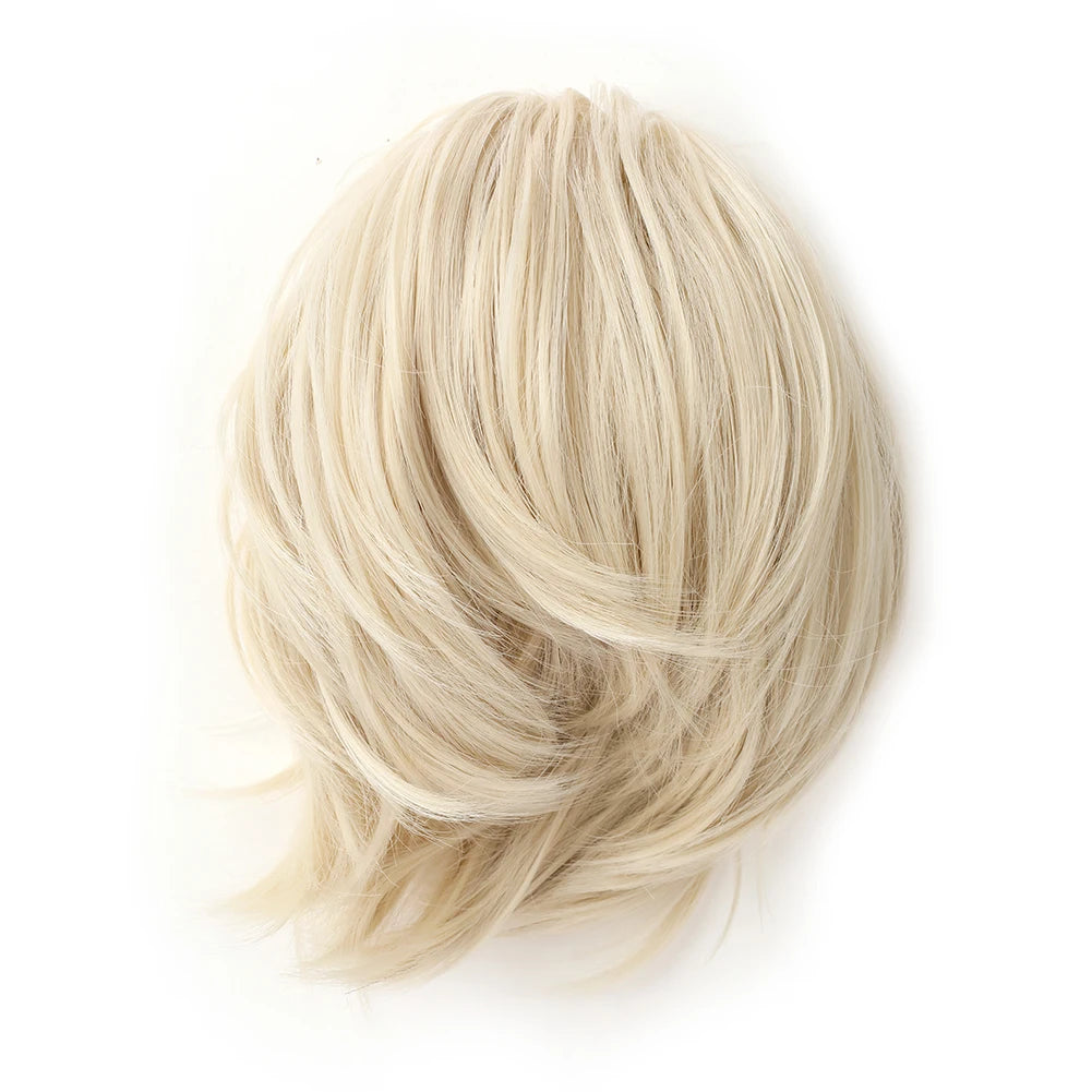 Short Ponytail Hair Bun Extensions Straight Hair Bun Synthetic Messy Bun Hairpieces Elastic Easy Scrunchies for Women