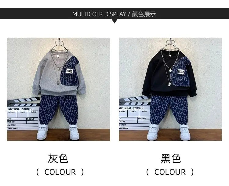 Boys suits spring and autumn new children's casual sweater pants two-piece suits boys clothes suits children's clothing