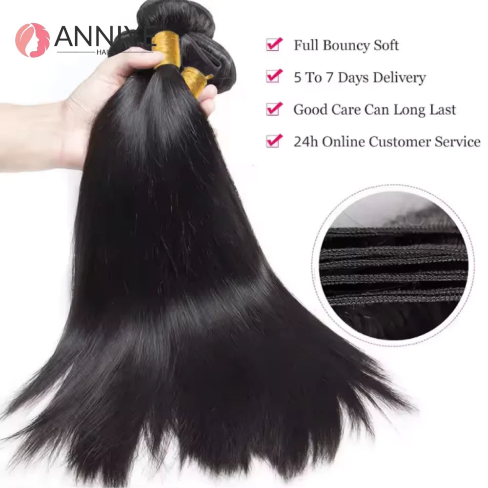 Brazilian Bone Straight Human Hair 1 3 4 Bundles Raw Virgin Remy Hair Extensions Natural Color Long Hair For Women 30 Inch Hair