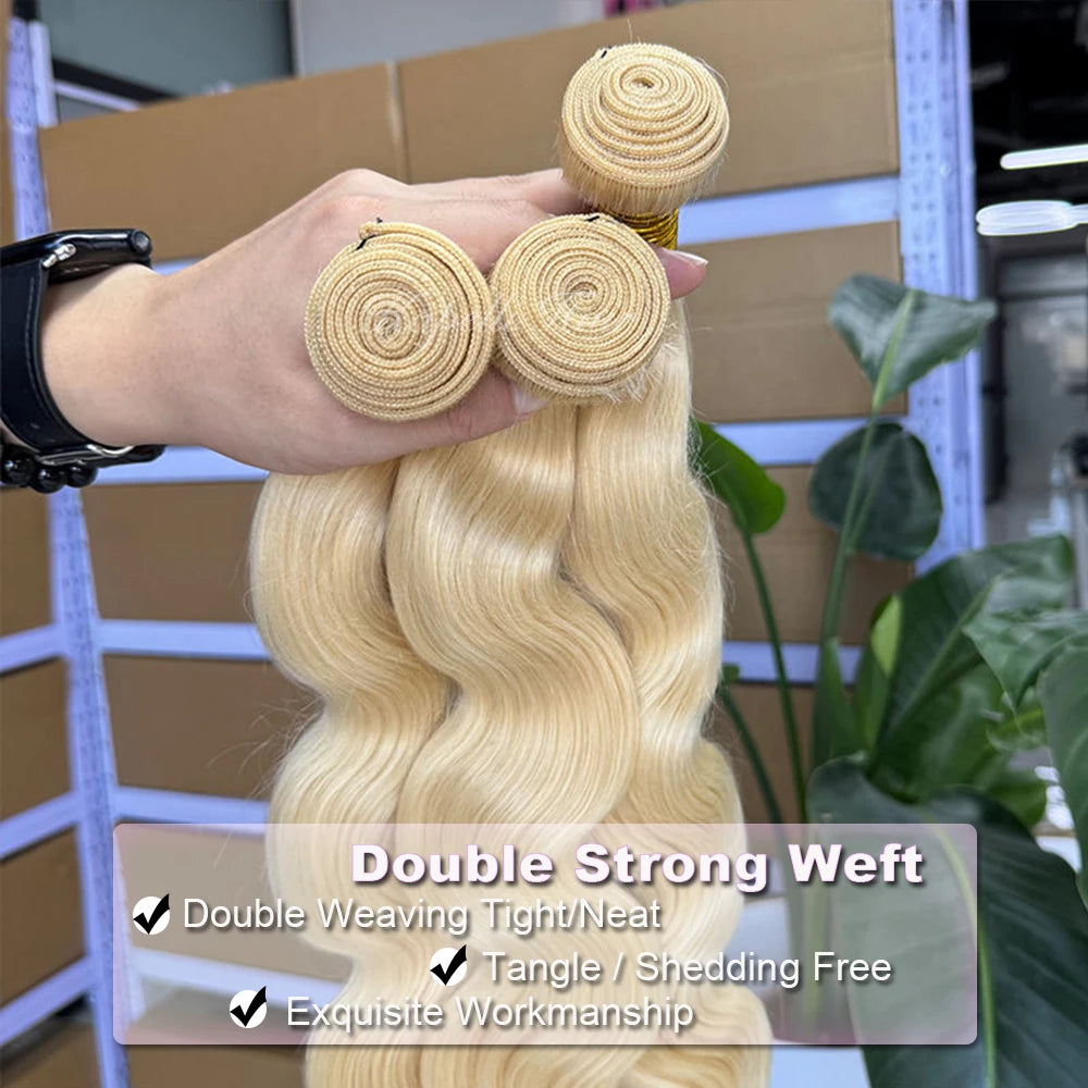 1 3 4 Bundle Loose Body Wave Bundles 613 Blonde Hair 100% Unprocessed Human Hair 16A Raw Hair Bundles Extensions Brazilian