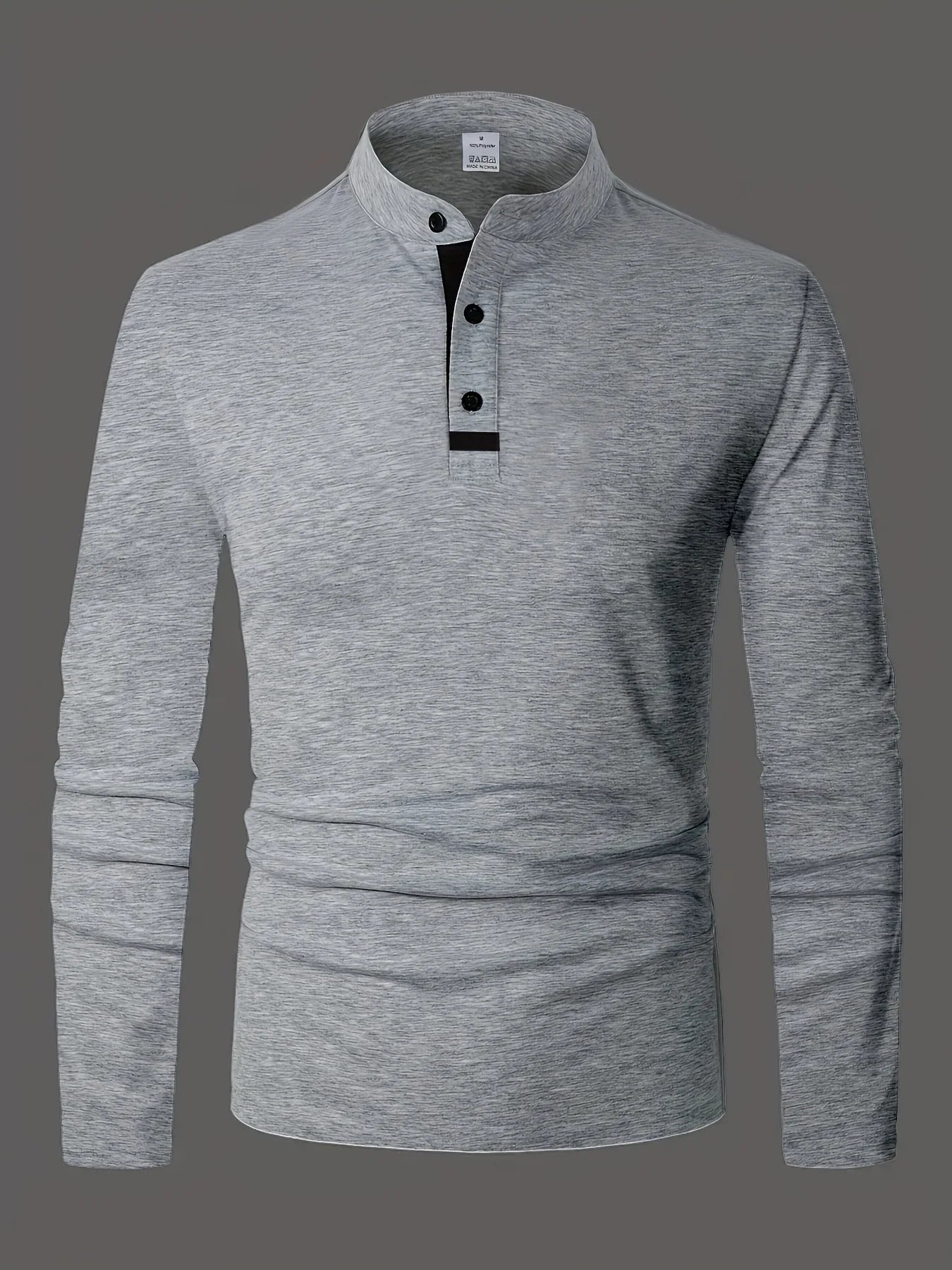 A Stylish Men's Round-Neck Plain Spliced Polo Shirt Suitable for Wearing at Home in Summer, Autumn, and Winter