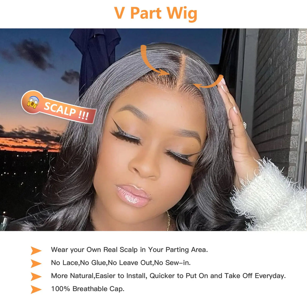 Silkly Straight V Part Human Hair Wigs 30 Inch Bone Straight Wig For Women Daily Use Glueless Wig Ready To Wear On Sale Natural