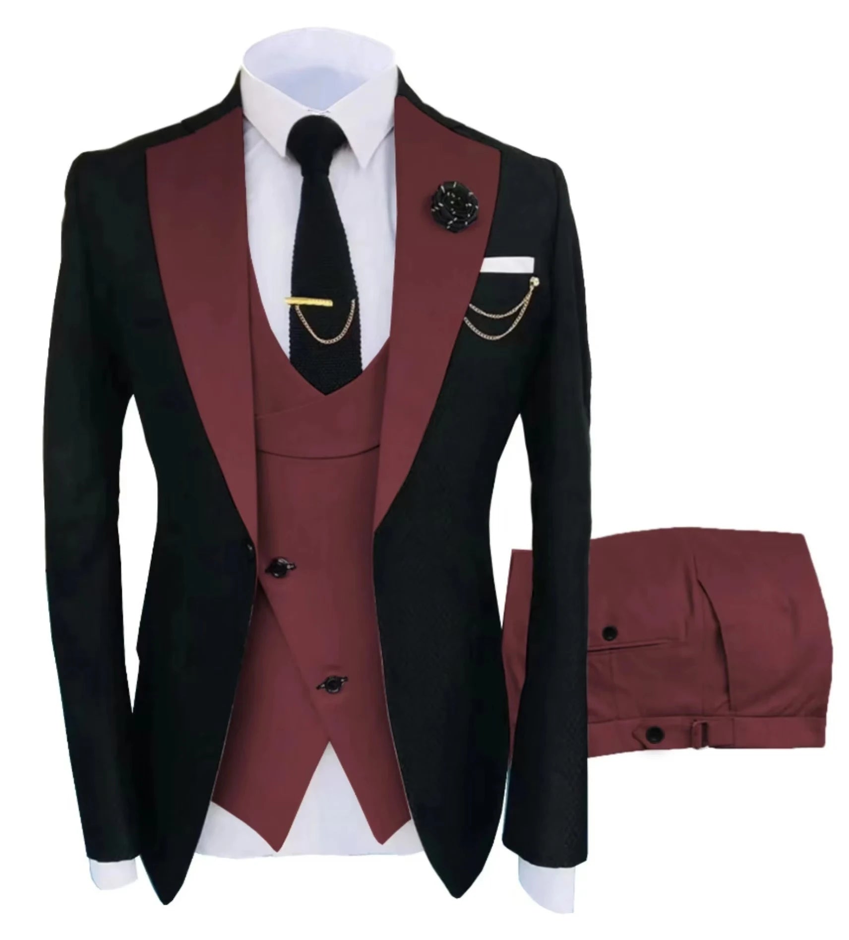 Men's Suit for Wedding 3 Pieces Blazer Vest and Pants Set Fitted Tuxedo for Groomsmen Adult Costume Summer Beach Wedding Parties