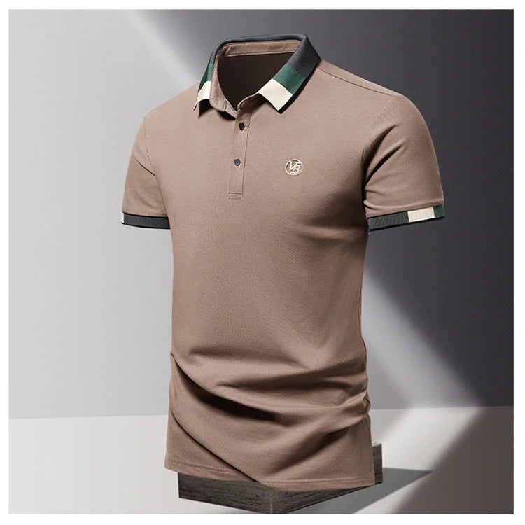 POLO shirt men's summer fashion ice silk quick drying short sleeved T-shirt solid color loose casual business collar top