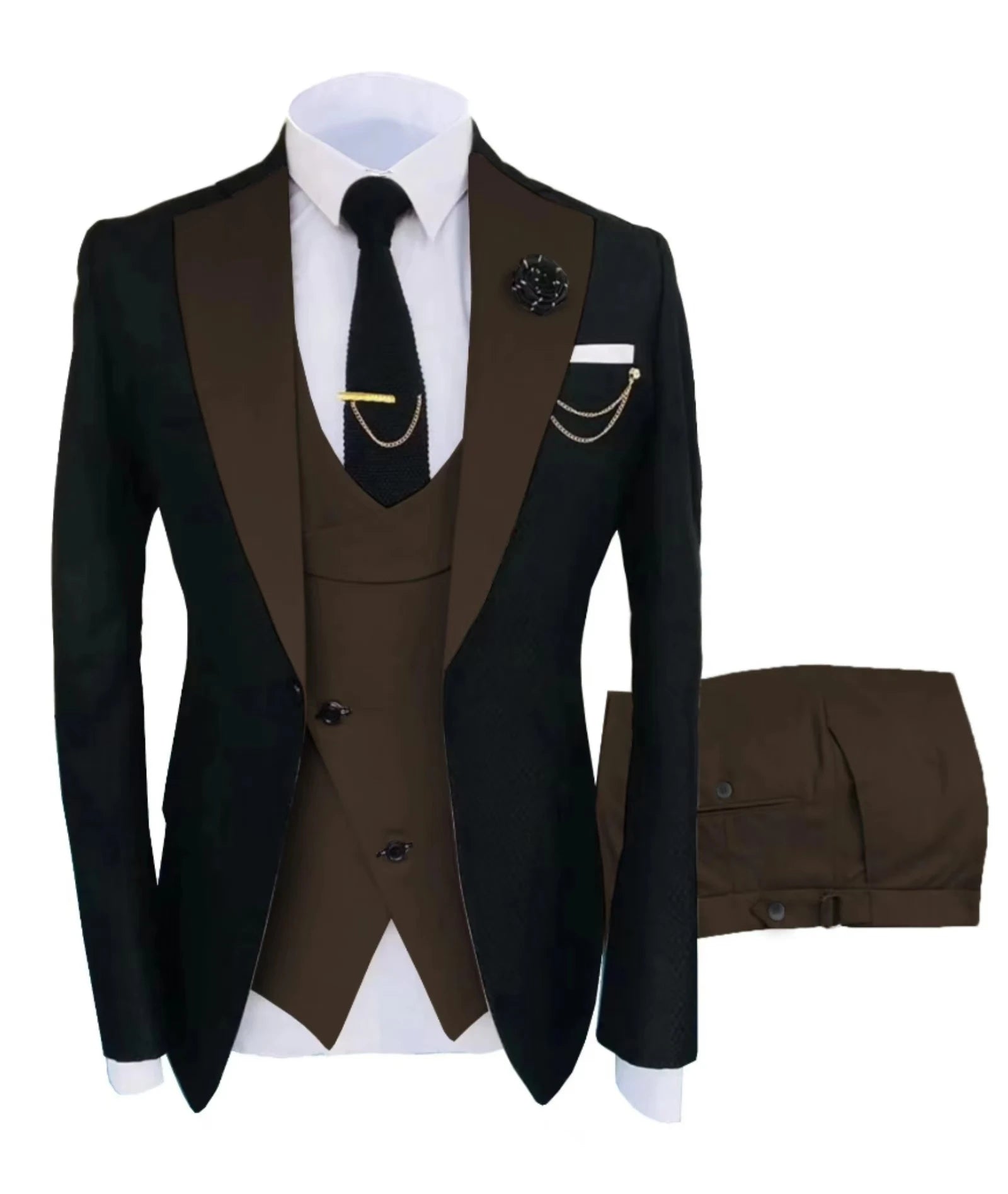 Men's Suit for Wedding 3 Pieces Blazer Vest and Pants Set Fitted Tuxedo for Groomsmen Adult Costume Summer Beach Wedding Parties