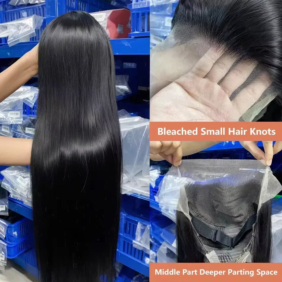 30 32 Inch Bone Straight 13x6 HD Transparent Lace Frontal Human Hair Wigs 200 Density Brazilian 13x4 Lace Frontal Wig For Women