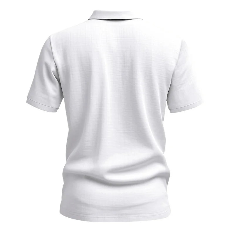 High-Quality Cotton Linen Short-Sleeved POLO Shirt Men Casual Loose Comfortable Shirt summer tees Button turn-down collar tops