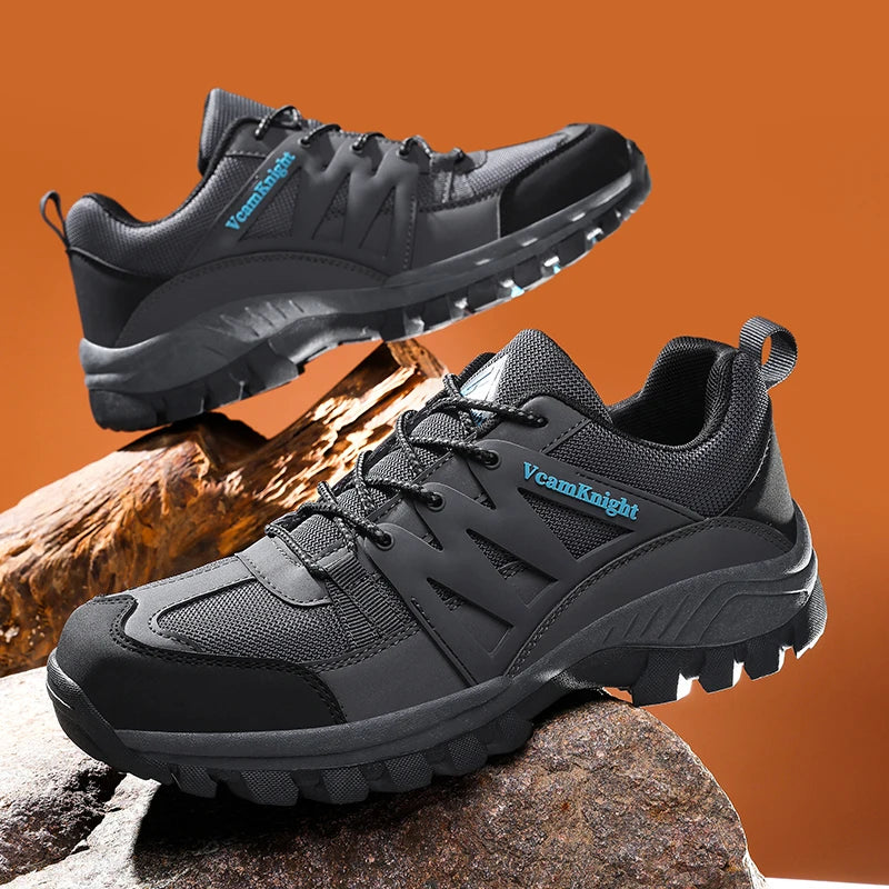 Men Casual Shoes Mountain Sneakers Antiskid Winter Fashion Leather Outdoor Off-Road Trail Running Footwear Low Top Spring Autumn