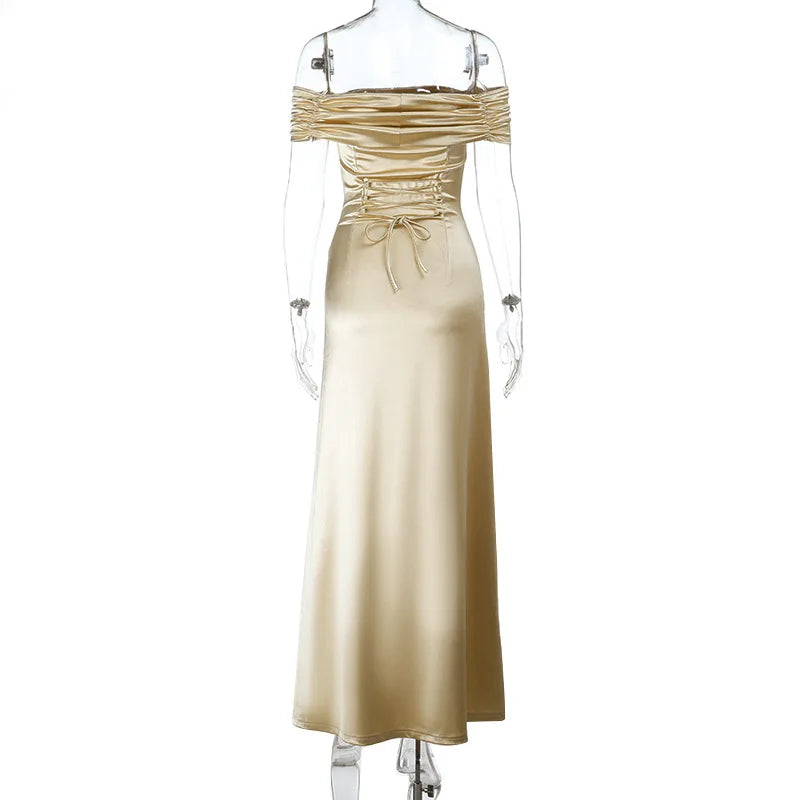 Shiny Sequin V Neck Maxi Dresses Women Elegant Slimming Backless Short Sleeved Long Dress Lady Gold Silver Party Evening Robes