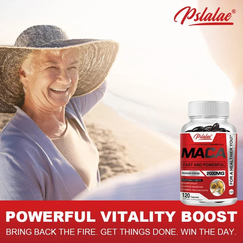 Maca Root Capsules - Boost Endurance & Strength, To Maximize Vitality and Performance, Muscle Mass Improve