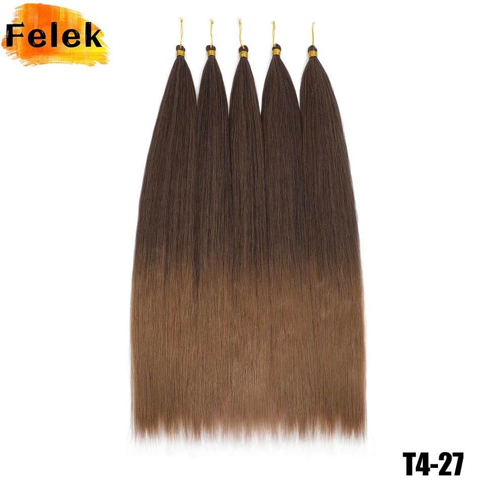 Synthetic Bone Straight Crochet Hair Extensions 30 Inch Hook Braids Ariel Straight Hair Weaving 1-3Pcs Purple Fake Hair Bundles