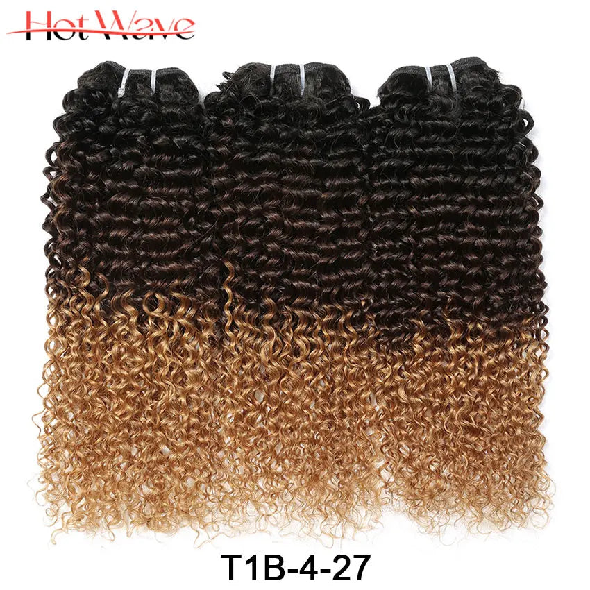 Ombre Human Hair Bundles 1B/4/30 Kinky Curly Hair Extensions Afro Curly Brazilian Ombre Remy 100% Human Hair Weave 1B/4/27 Color