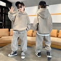 Hoodies Set Solid Color Men's Children's Sets Child Boys Kids Clothes 8 10 12 Year Old Boy Elementary Student Suit Autumn Winter