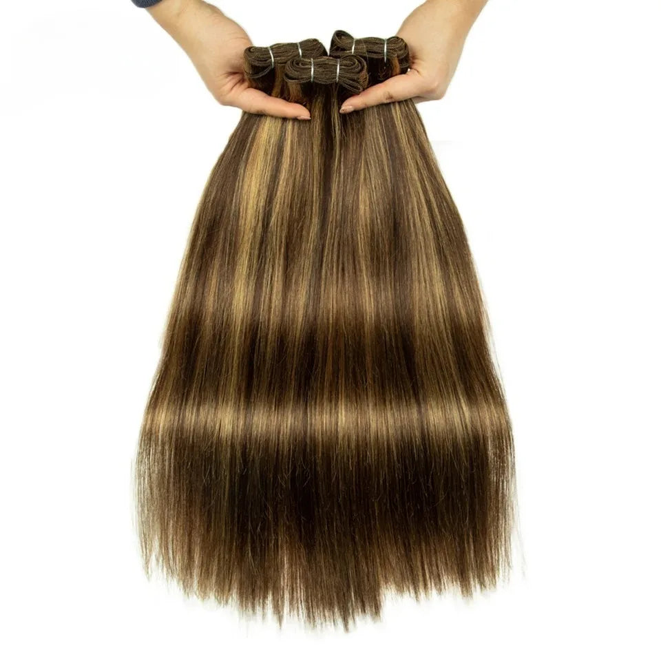 Debut Brazilian Straight Hair Double Drawn Natural Black Human Hair Weave Bundles Remy 27# 4# 6# 8# Blond 613 Human Hair Bundle