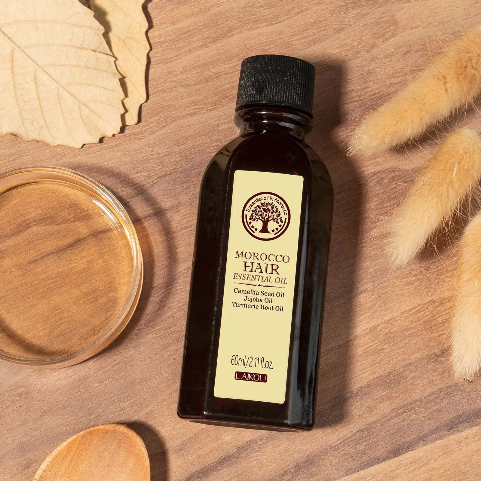 LAIKOU Morocco Hair Essential Argan Essence Oil Moisturizer Brightening Smooth Nourishing Repair Dry Damaged Hair 60ml