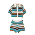 2025 Spring New POLO Shirt Collar Knitted Top Shorts Set