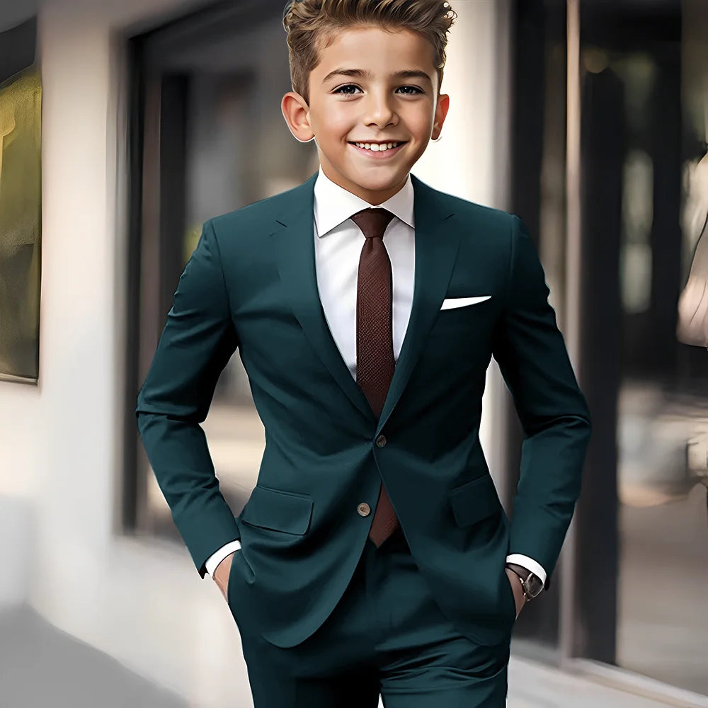 Brown Boys Suit 2 Piece Set Jacket Pants Wedding Kids Tuxedo Holiday Dress Boys Blazer Custom Clothes
