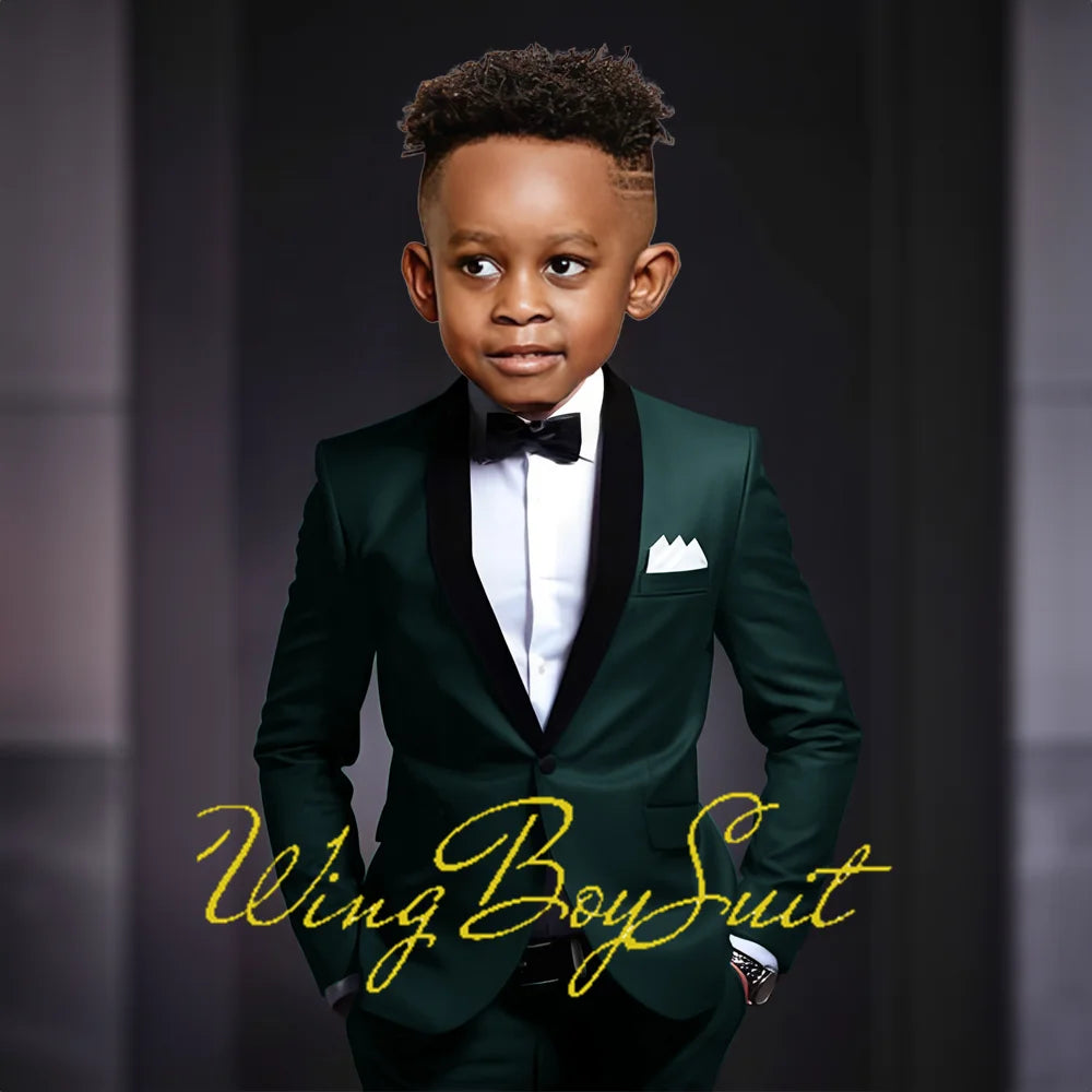 Boys Suits 2 Piece Classic Fleece Collar Wedding Tuxedo Formal Slim Fit Kids Jackets Pants 2-16 Years Tailored Clothes