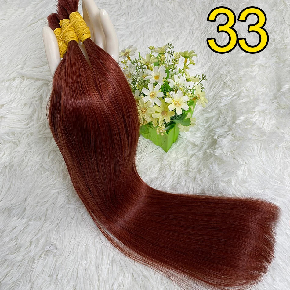 Straight Human Hair Bundles No Weft Natural Black Bulks Blonde Brazilian Remy Hair 100% Real Natural Hair Extension For Women