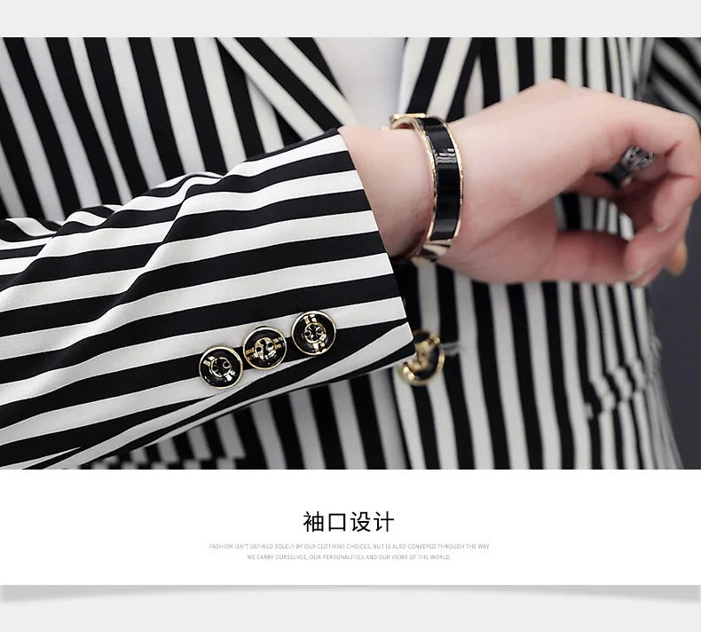 Mens Blazer Jacket 2022 New Suit Male Casual Korean Style Trendy Slim Striped Student Small Suit Jacket Hair Stylist Single Top