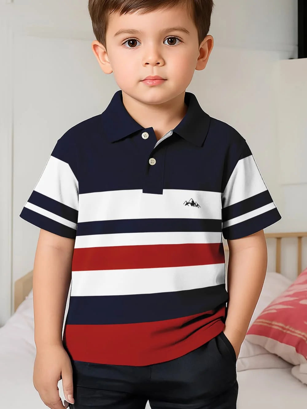 Polo Shirts for Kids Gradient Striped 3D Print Fashion Child Polo Shirt Boy Clothes Lapel Tops Street Casual Children's Clothing