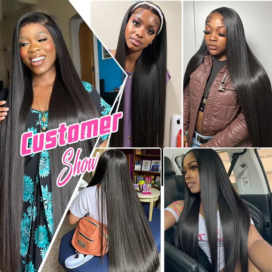 30 32 Inch Bone Straight 13x6 HD Transparent Lace Frontal Human Hair Wigs 200 Density Brazilian 13x4 Lace Frontal Wig For Women