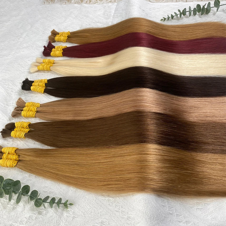Straight Human Hair Bundles No Weft Natural Black Bulks Blonde Brazilian Remy Hair 100% Real Natural Hair Extension For Women