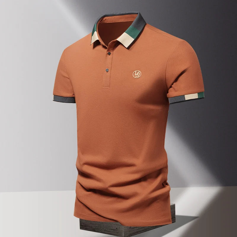 POLO shirt men's summer fashion ice silk quick drying short sleeved T-shirt solid color loose casual business collar top