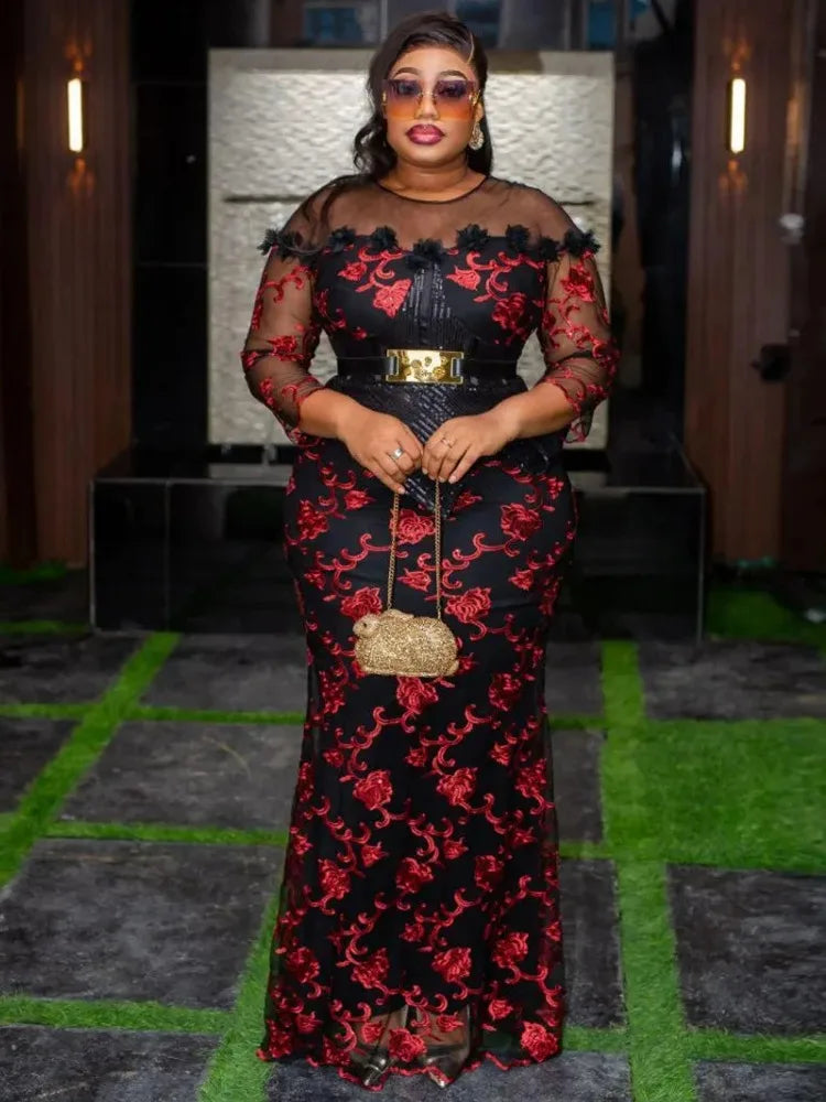 Party Evening Dresses For Women Dashiki Sequin Maxi Robes Turkey African Clothing Birthday Prom Wedding Gown Ladies Long Dress