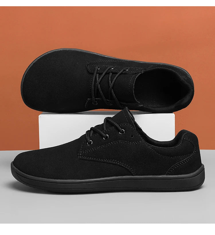 Wide Toe Barefoot Shoes for Men Outdoor Treking Sports Minimalist Walking Shoes Suede Waterproof Outdoor Men Travel Sneakers