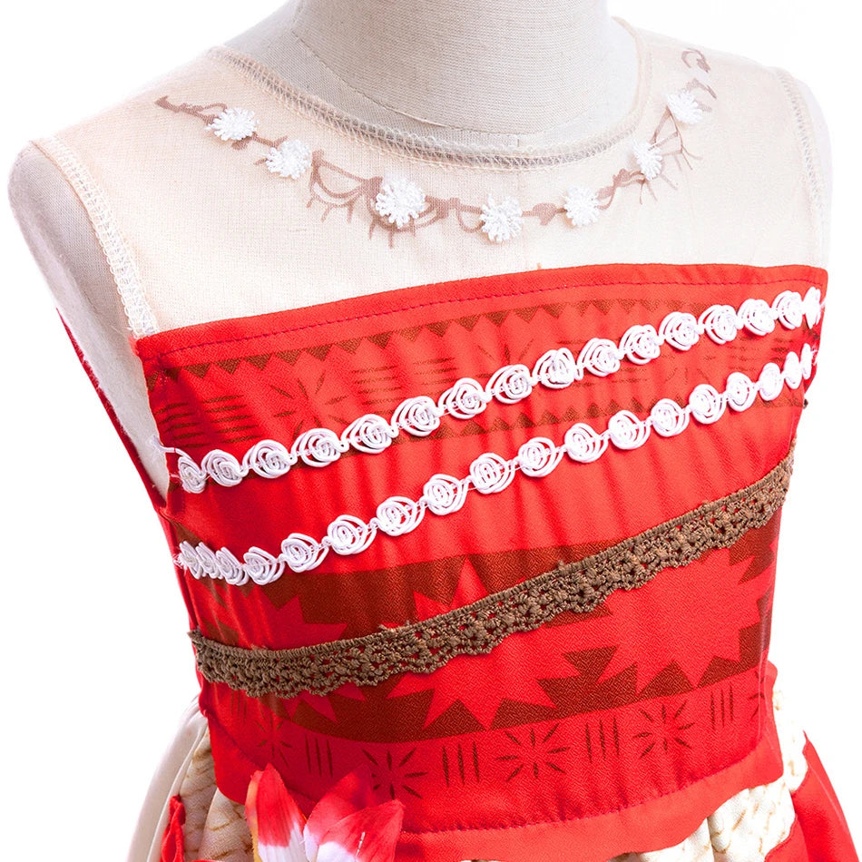 Moana Dress Cosplay Princess Costume Kids Vaiana Print Vestidos Girls Birthday Halloween Carnival Party Outfits Children Clothes